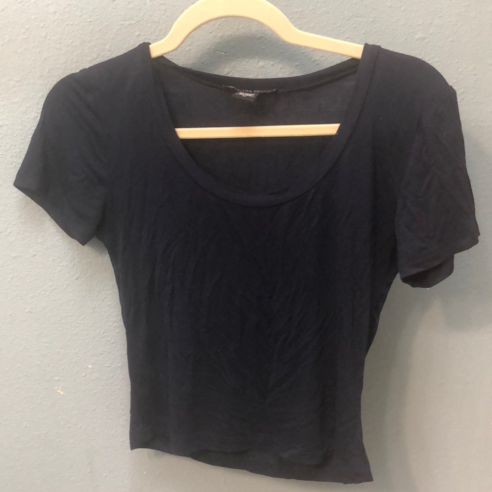 UO navy cropped tee
